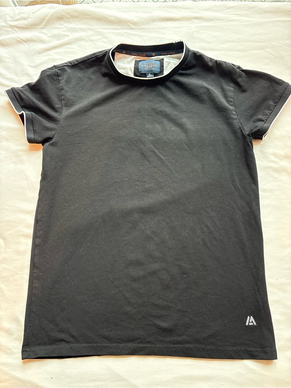 Marc Anthony Black Short Sleeve Crewneck Tee with White Trim